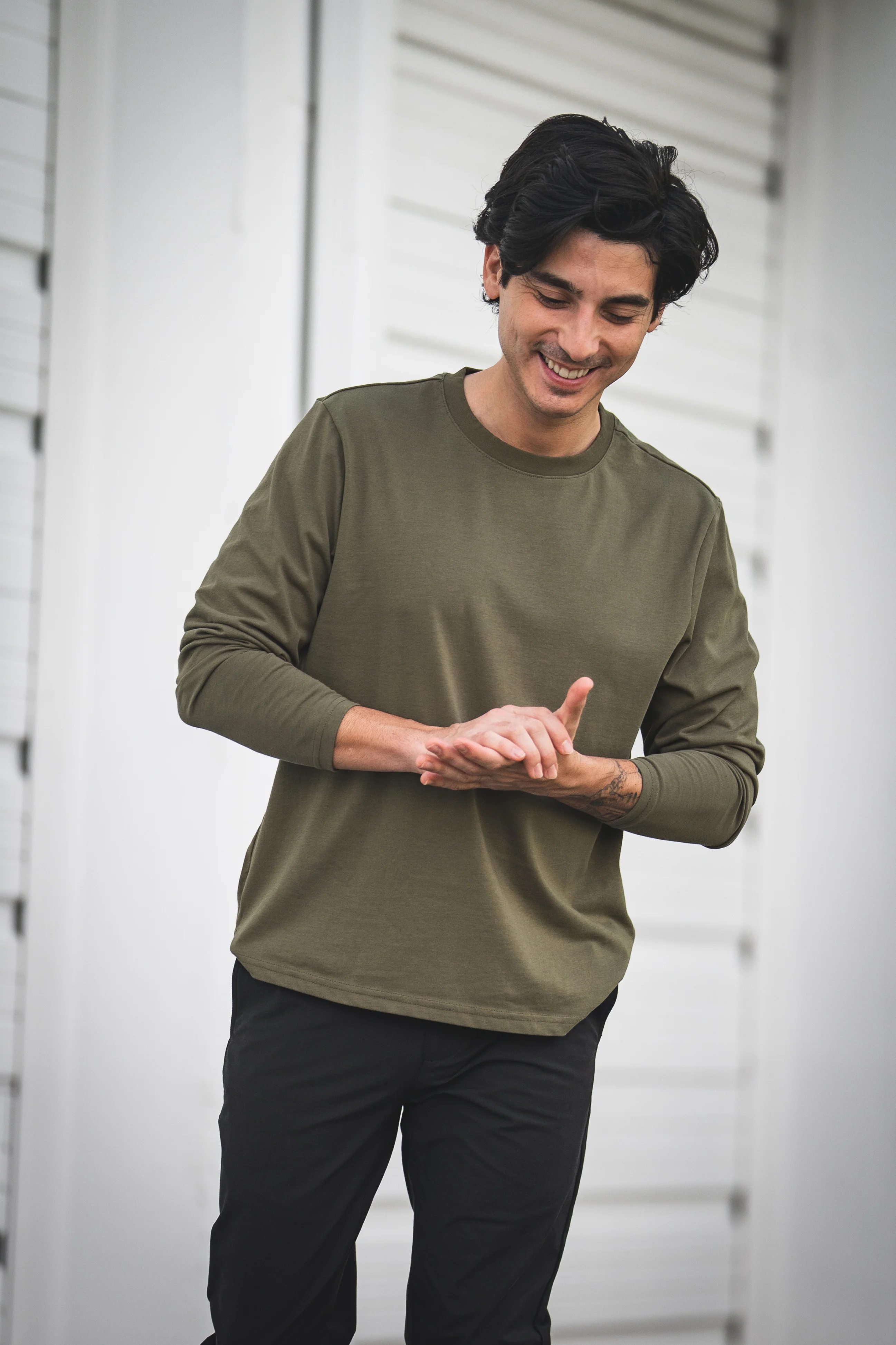 Long Sleeve Core T-Shirt Olive - Image 3