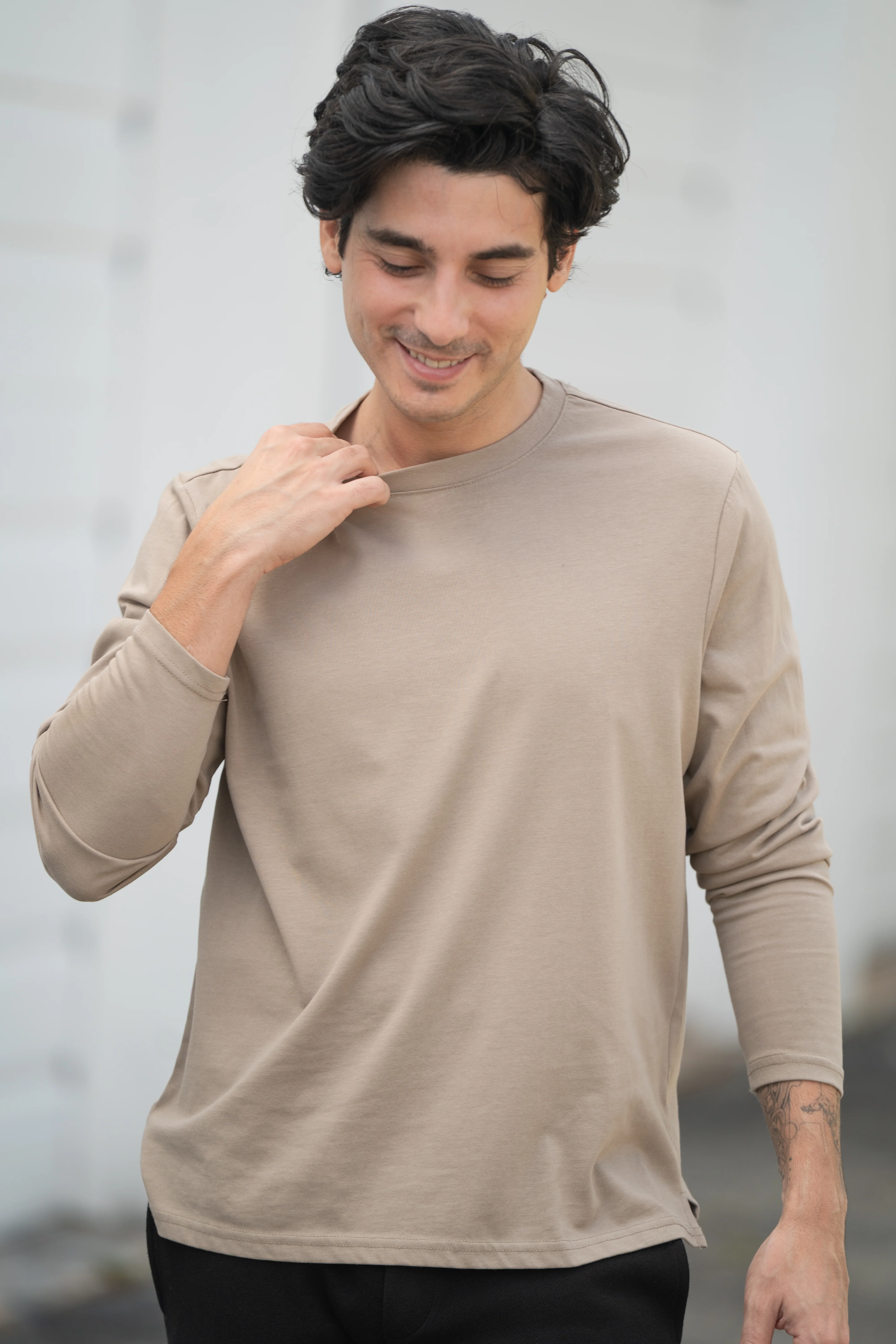 Long Sleeve Core T-Shirt Taupe - Image 3