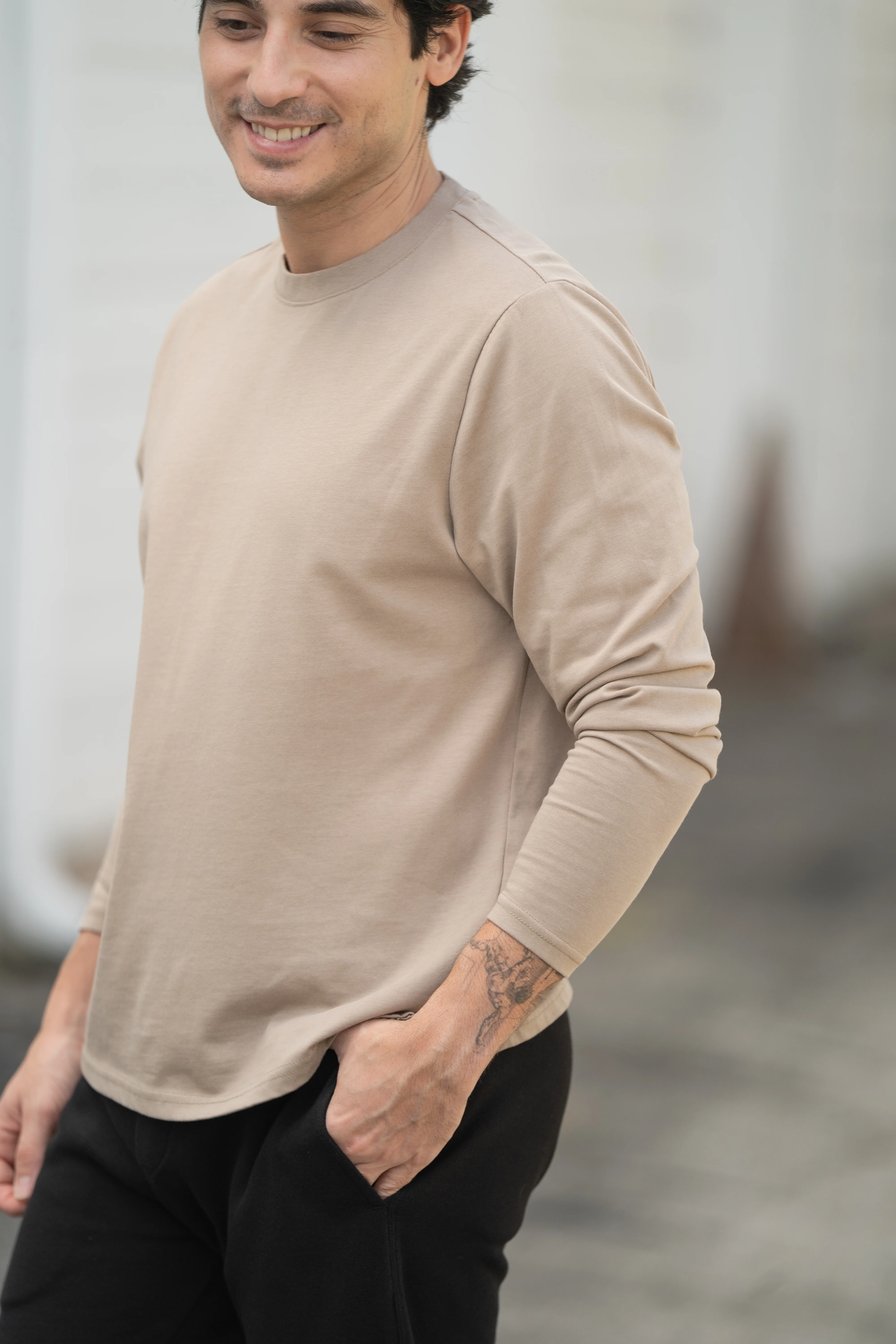 Long Sleeve Core T-Shirt Taupe - Image 4