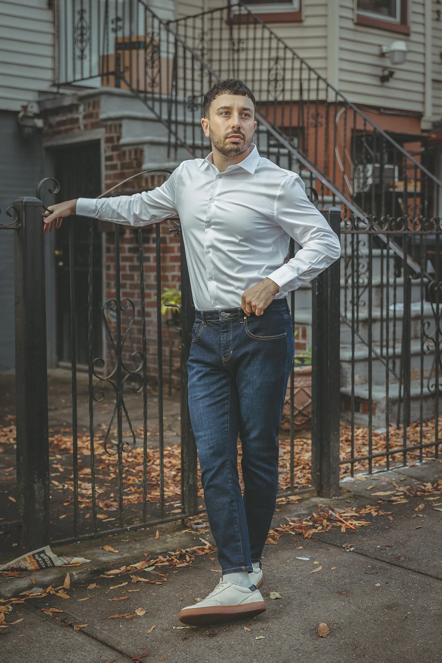 Non-Iron Twill Dress Shirt White - Image 3