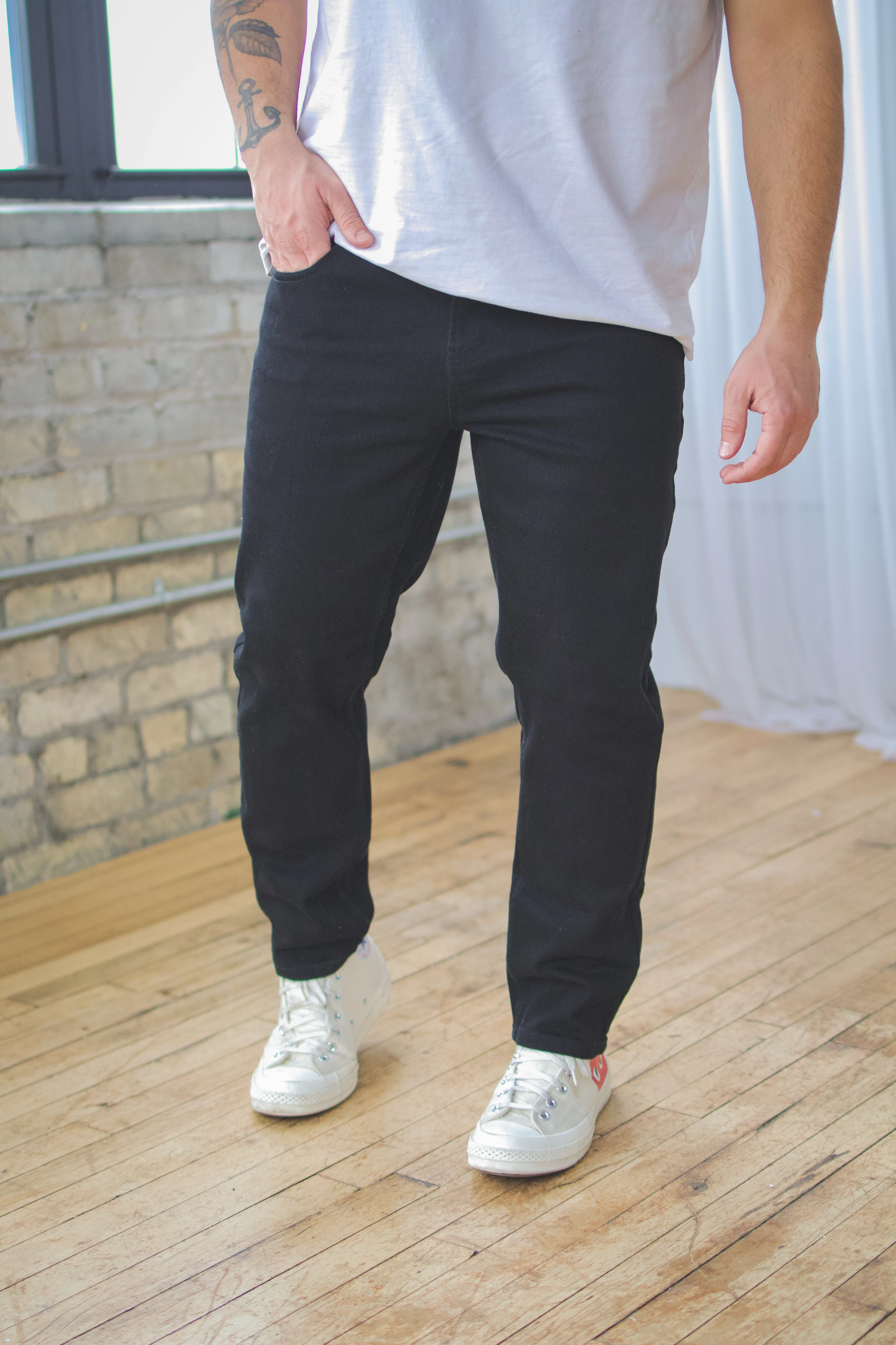 Straight Fit Stretch Jeans Black - Image 8