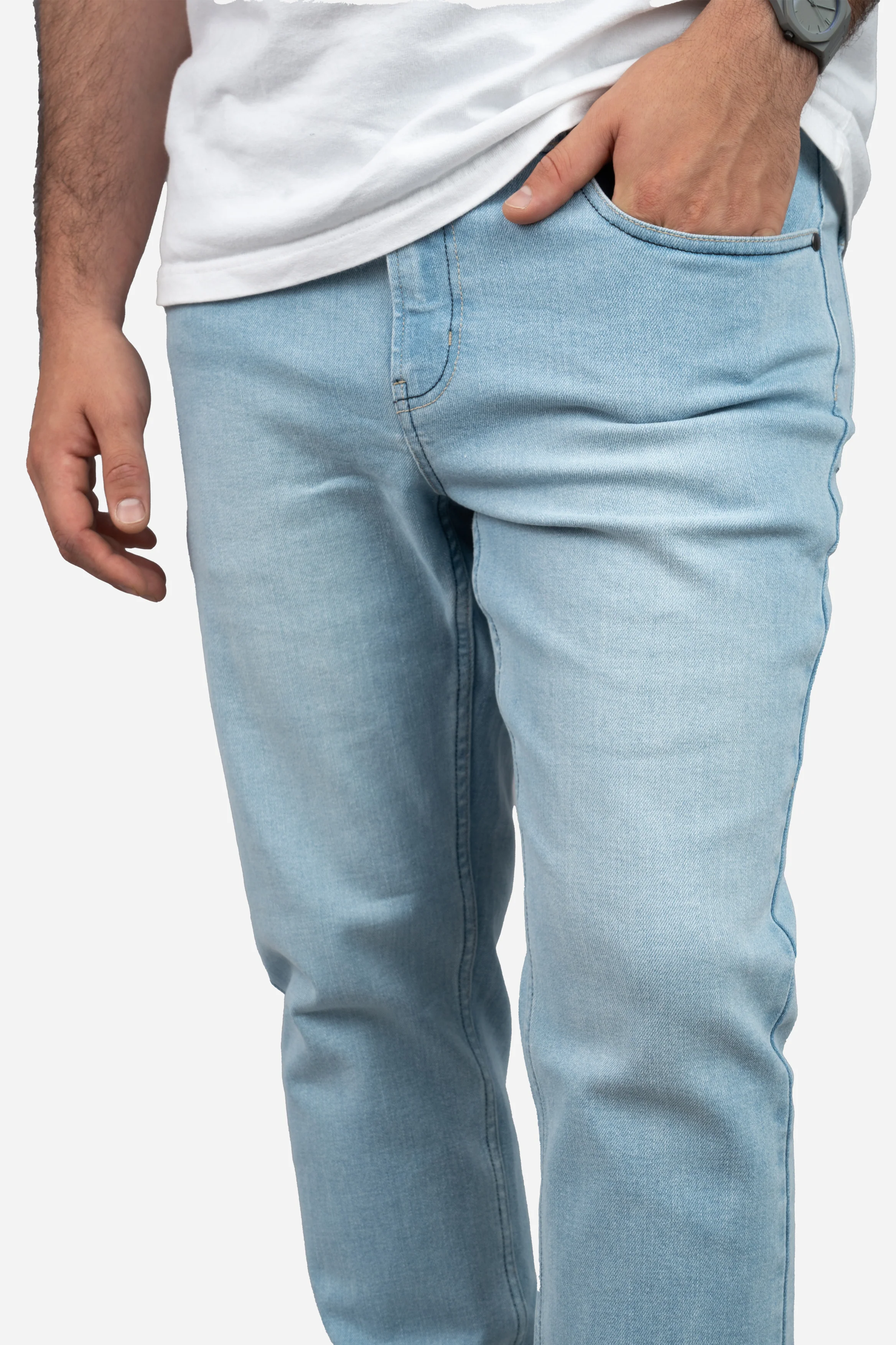 Straight Fit Stretch Jeans Light Wash - Image 11