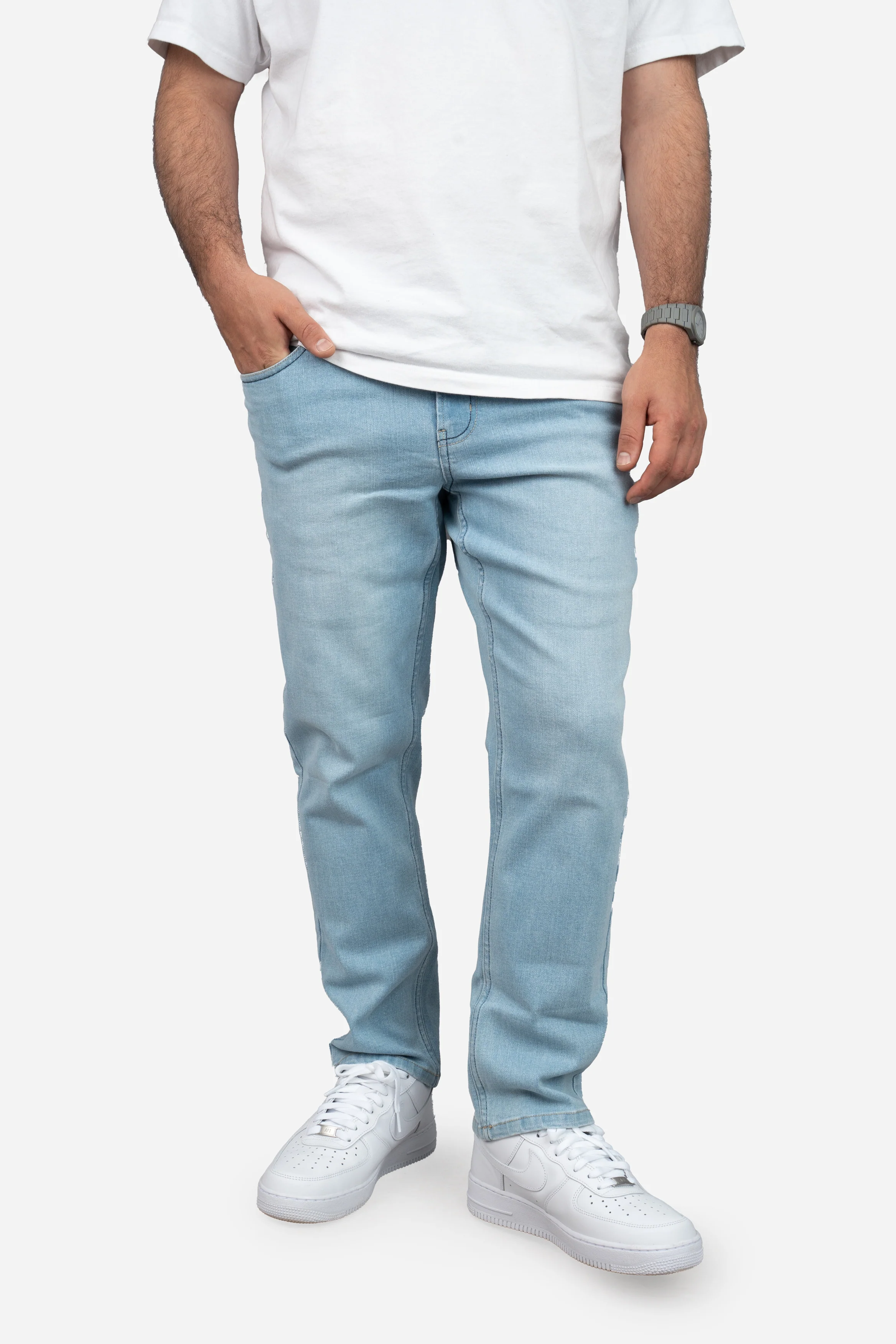 Straight Fit Stretch Jeans Light Wash - Image 14