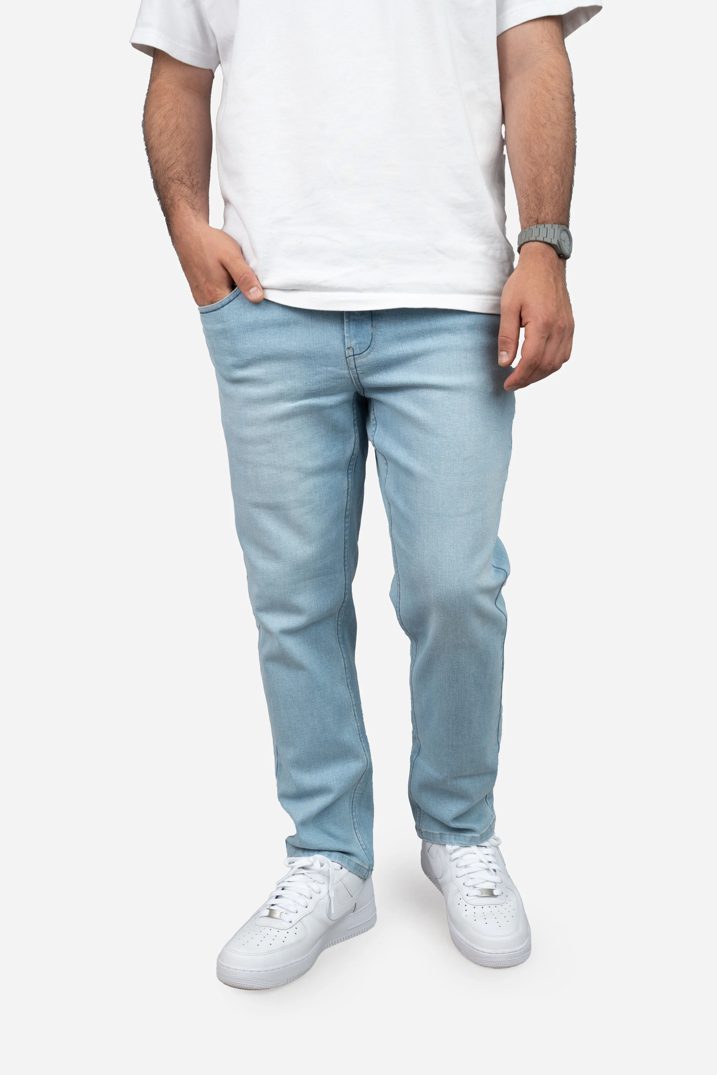 Straight Fit Stretch Jeans Light Wash - Image 16
