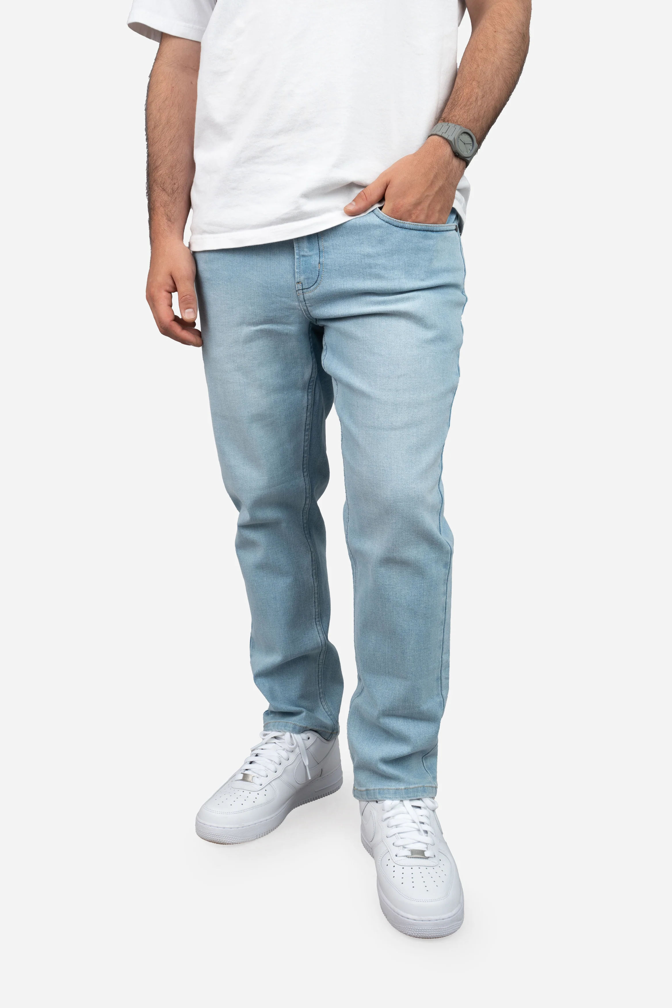 Straight Fit Stretch Jeans Light Wash - Image 17