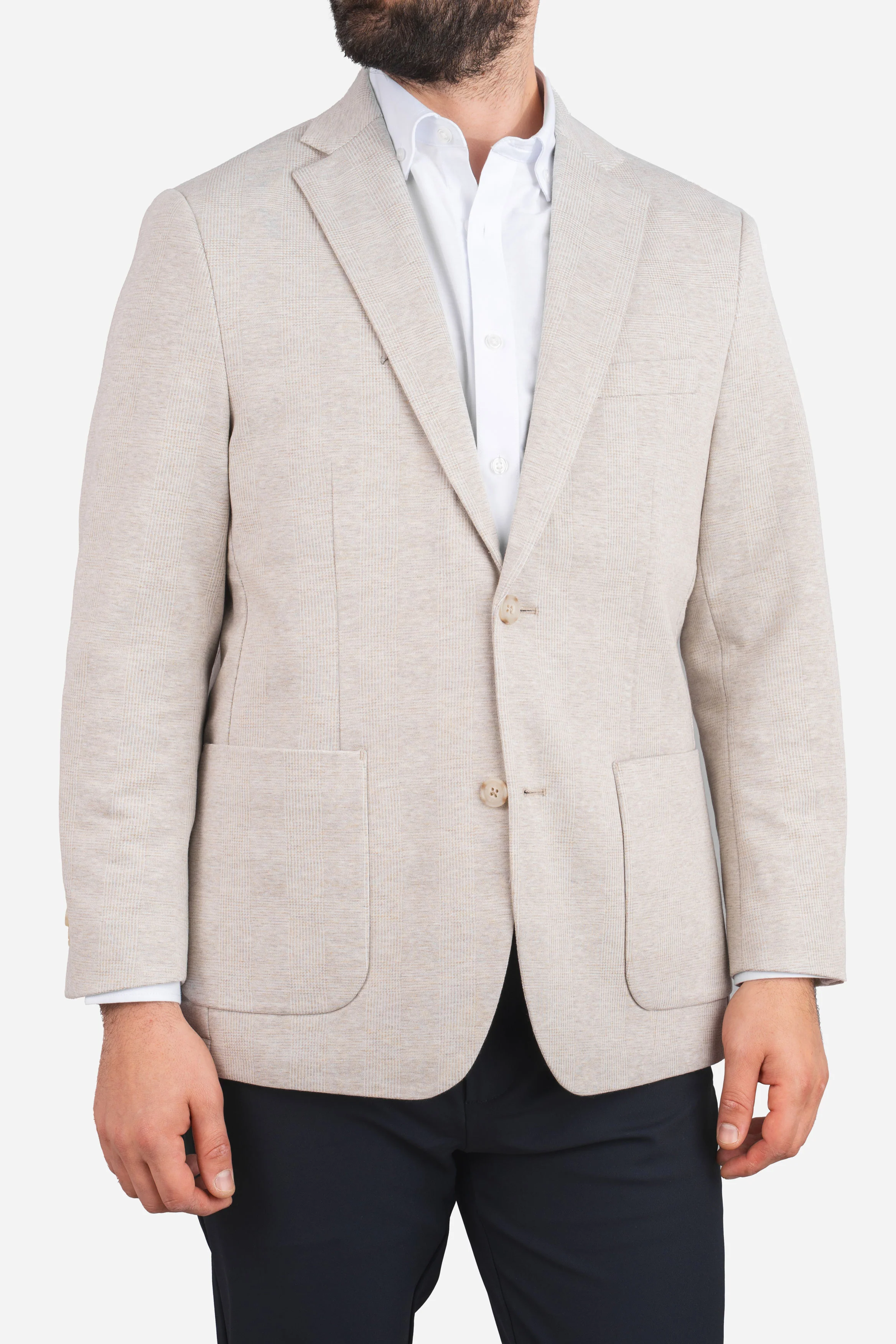 Stretch Blazer Beige Plaid - Image 2
