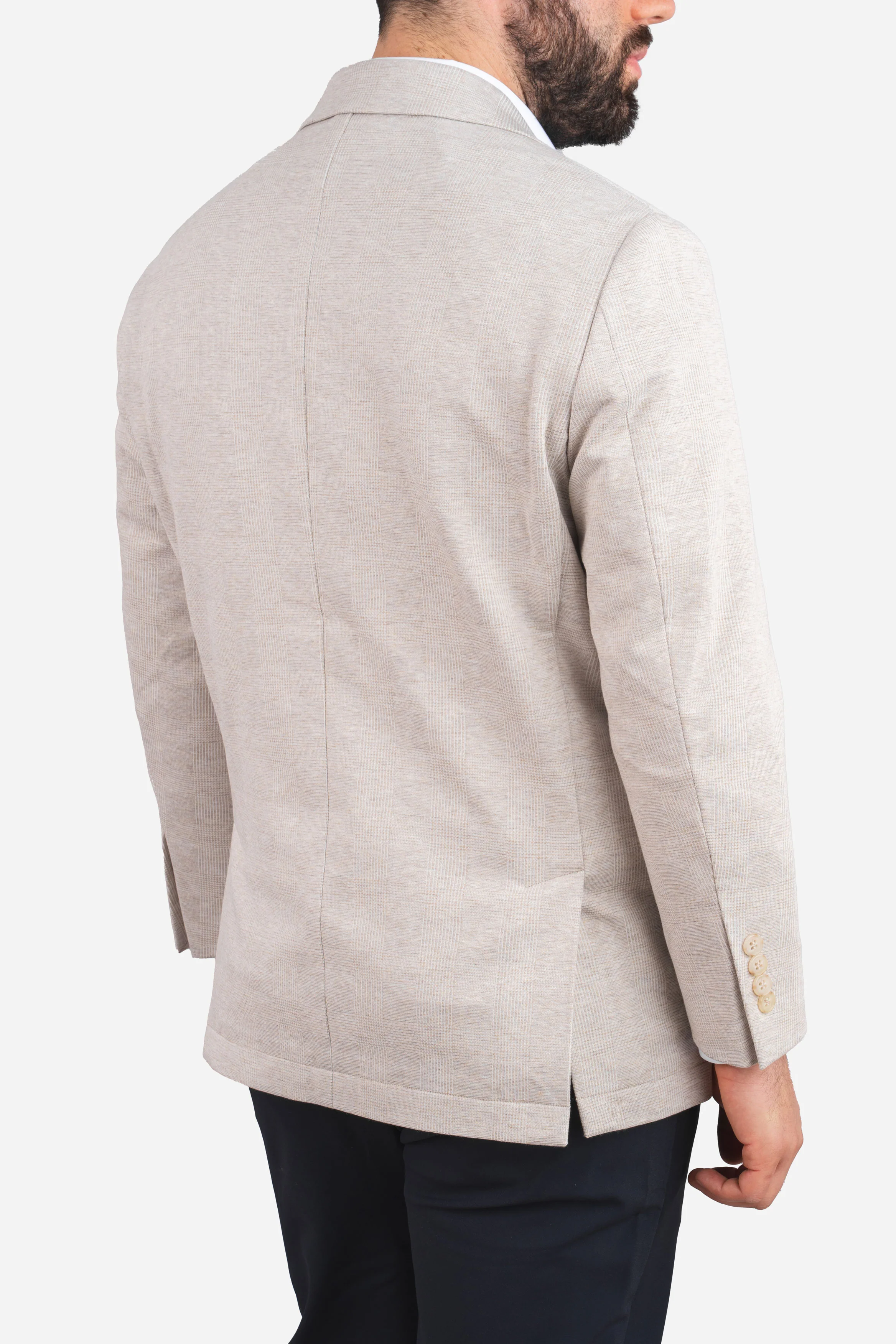 Stretch Blazer Beige Plaid - Image 3