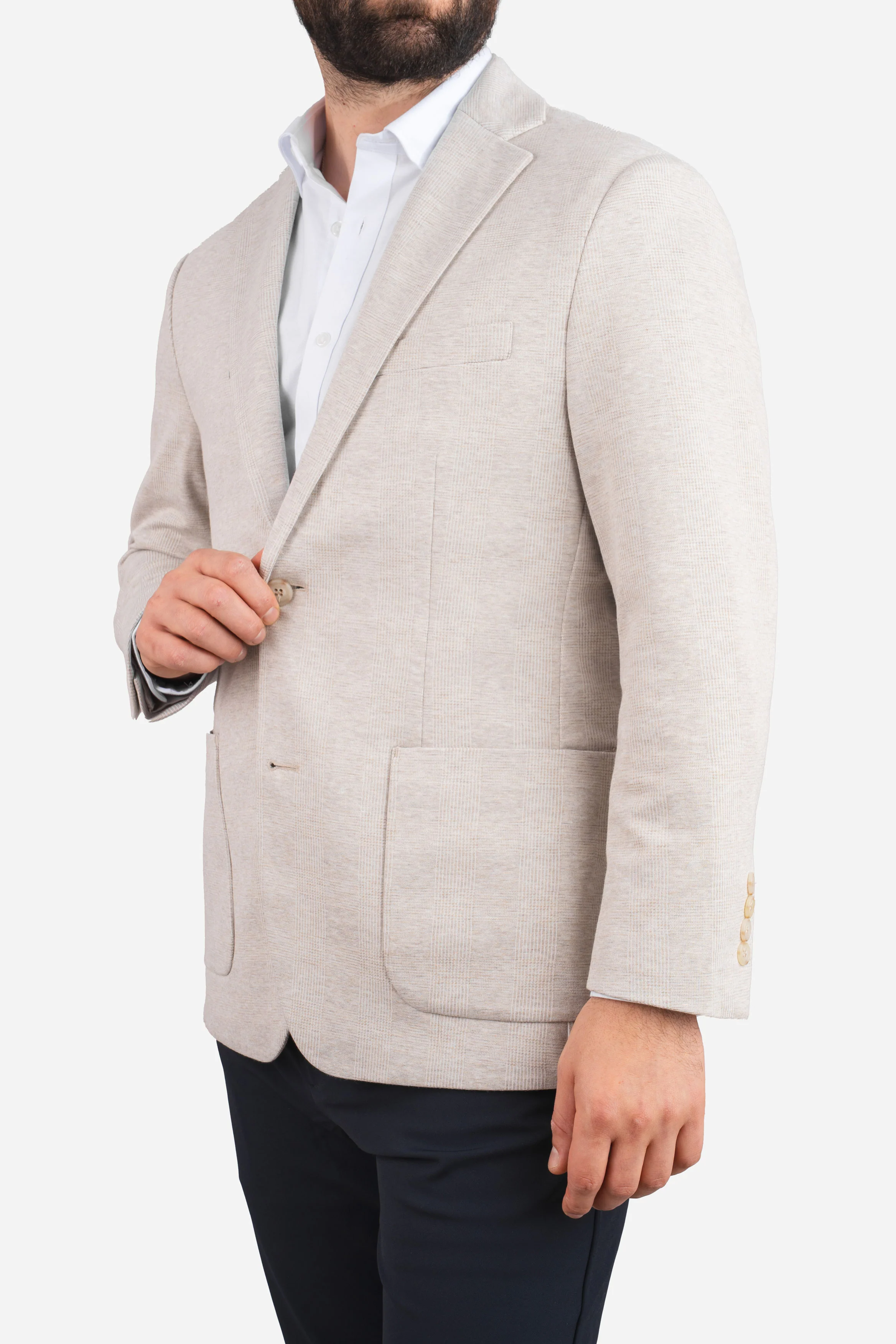 Stretch Blazer Beige Plaid - Image 5