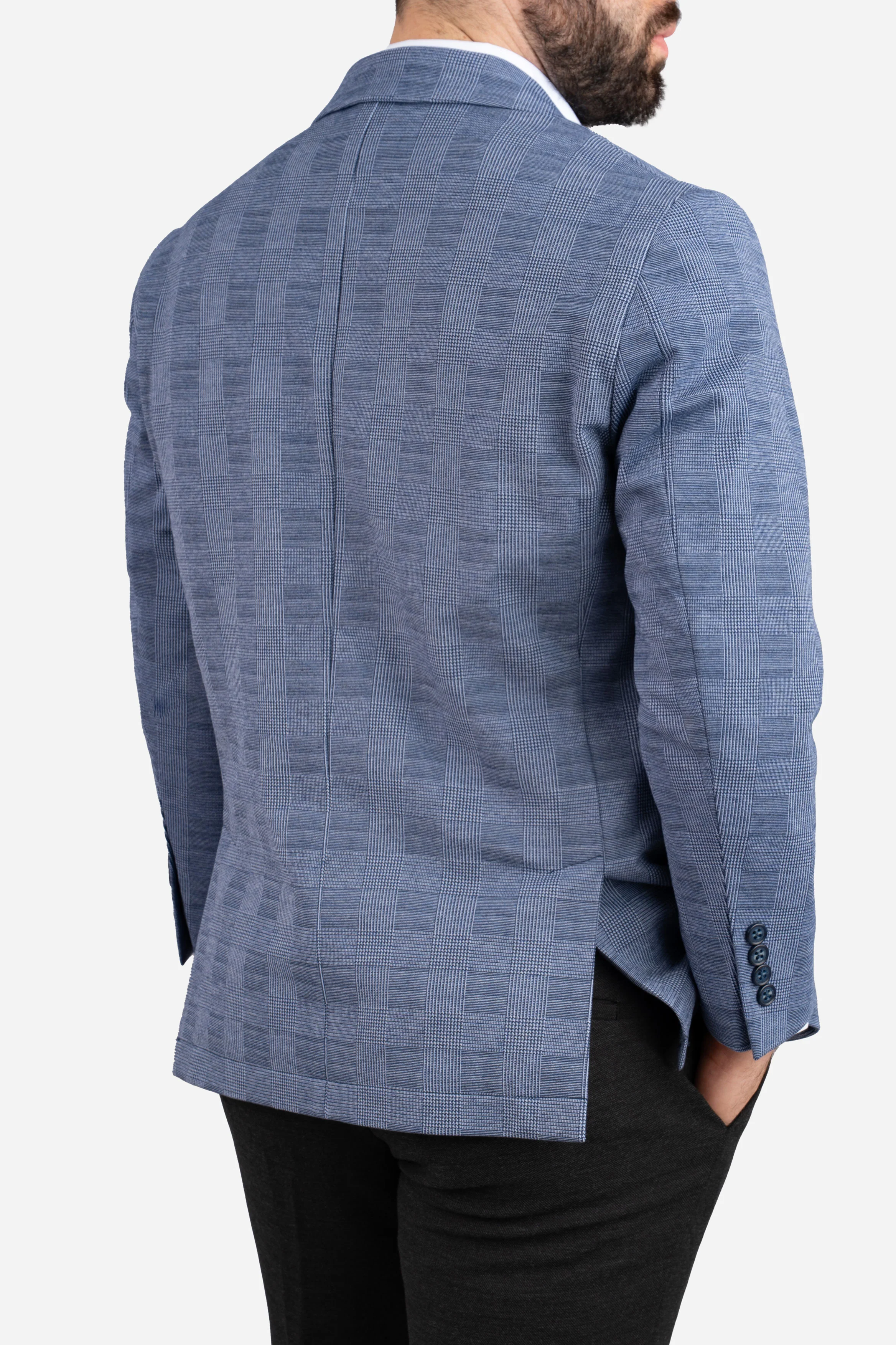 Stretch Blazer Blue Plaid - Image 4