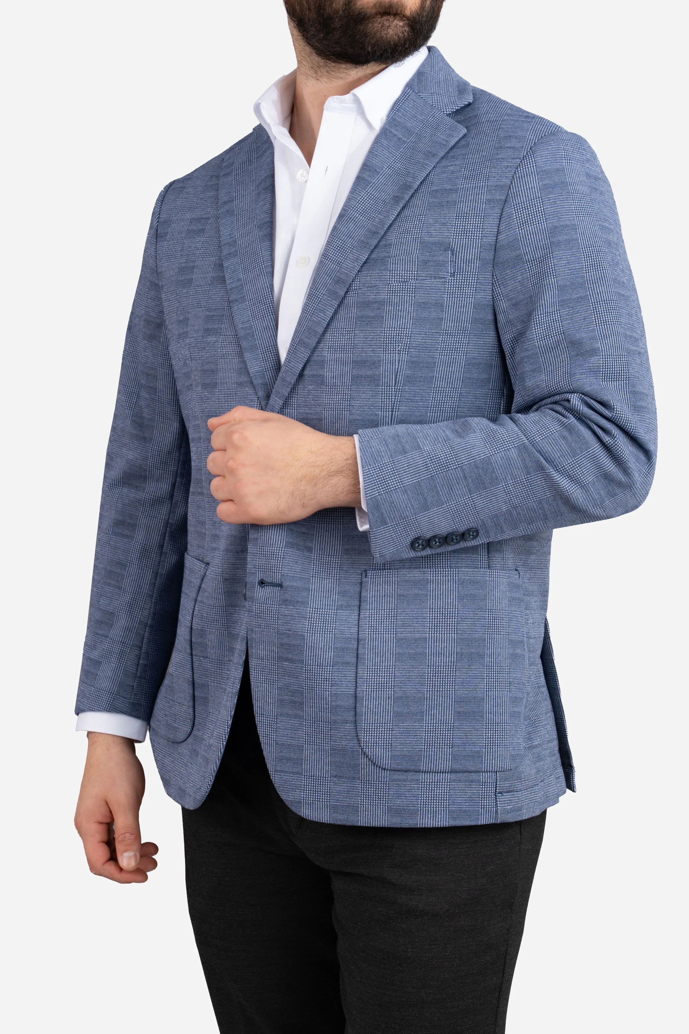 Stretch Blazer Blue Plaid - Image 5