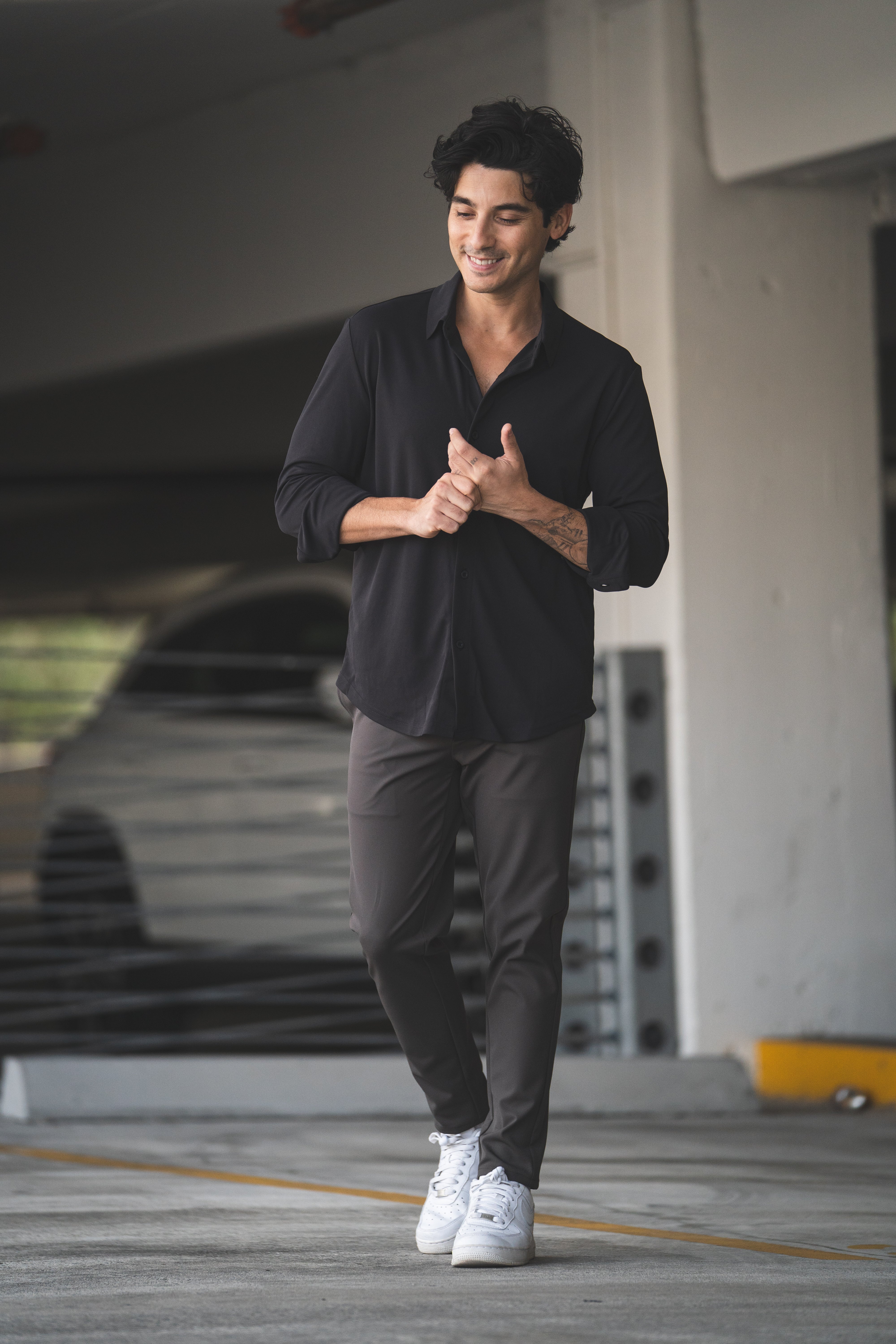 Tech Button Down Shirt Black - Image 3