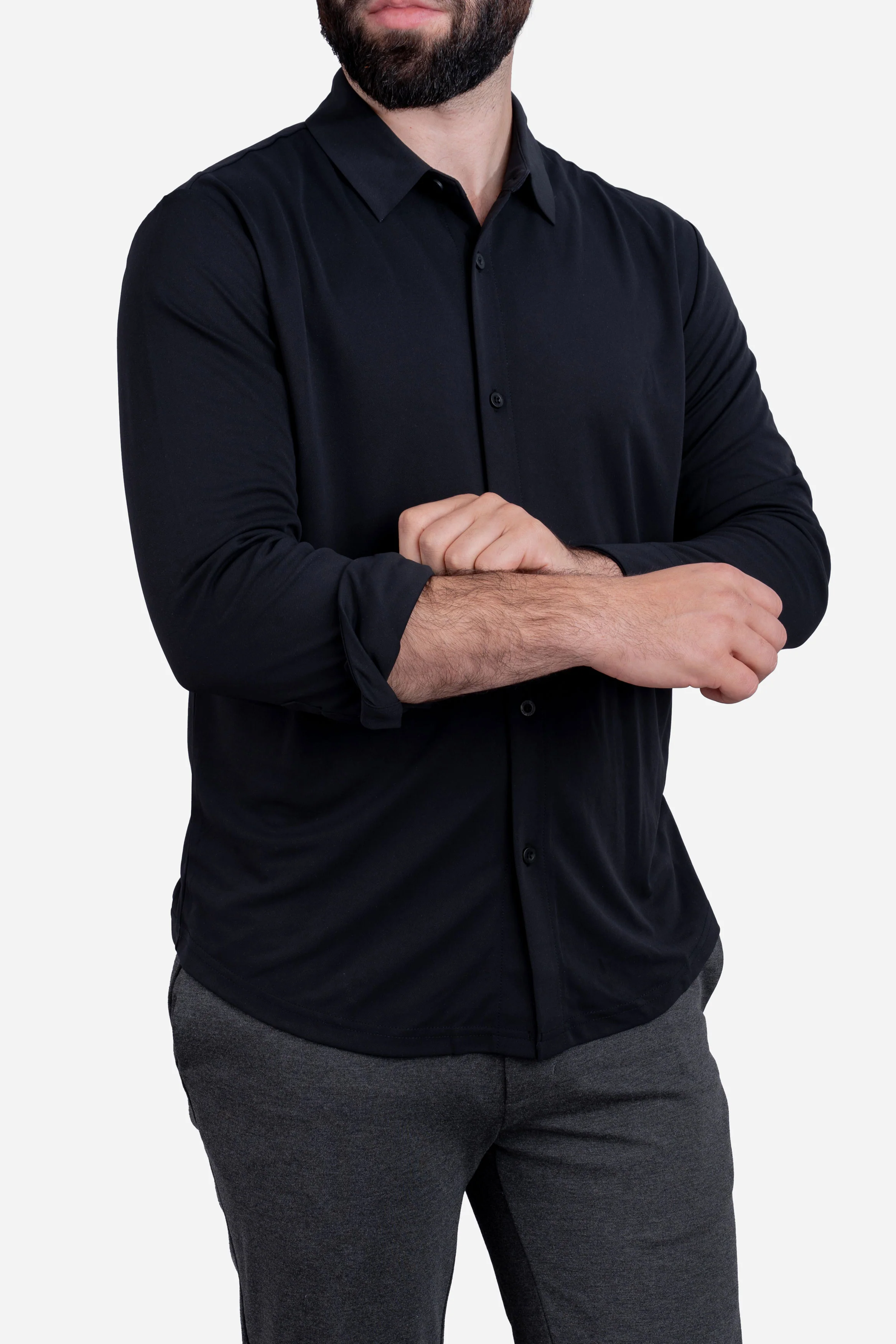 Tech Button Down Shirt Black - Image 5